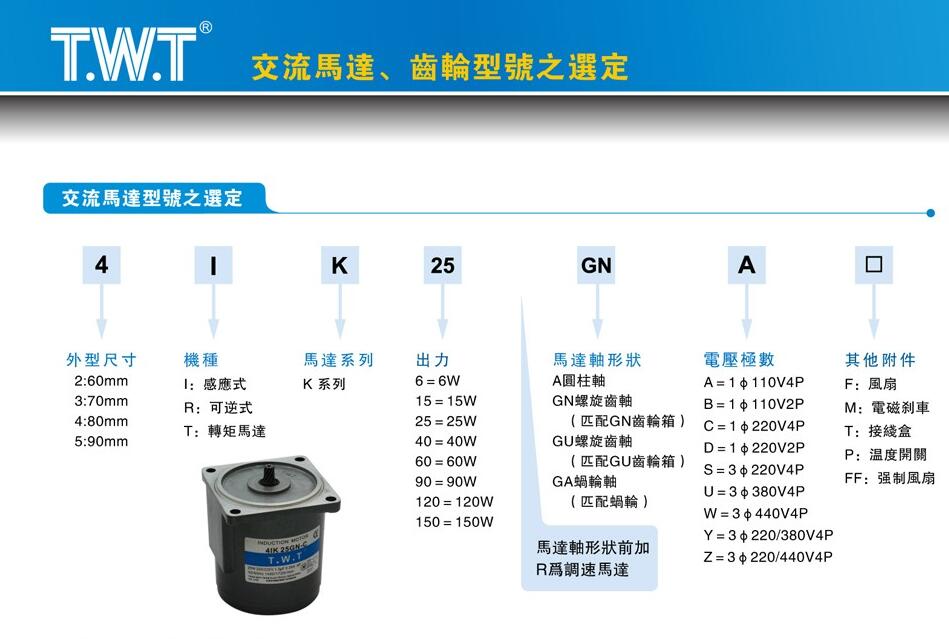 交流電機(jī)、齒輪型號(hào)選定